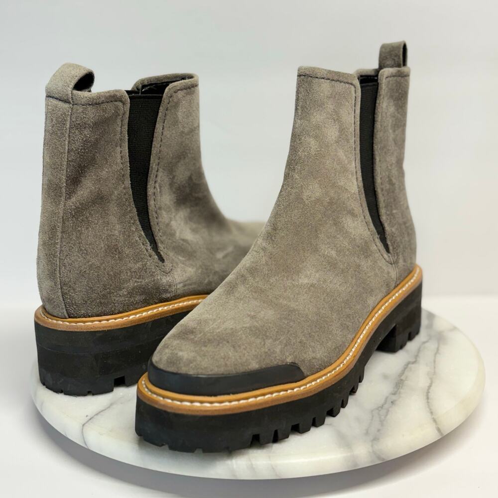 Marc Fisher LTD Ilora Dark Grey Suede Chelsea Boots‎ Woman's 6 Lug Soles